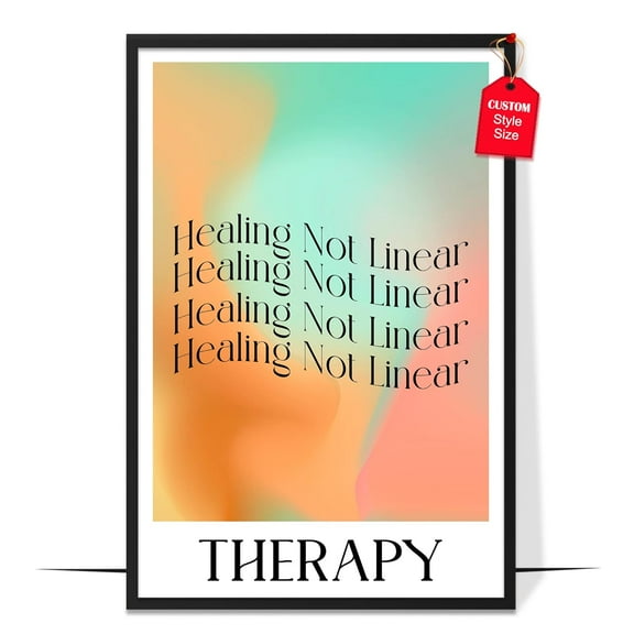 LOLUIS Aesthetic Wall Decor, Aura Energy Spiritual Gradient Trendy Print, Pink Mental Health Posters (Healing Not Linear Aura Poster, Unframed 8"x12")