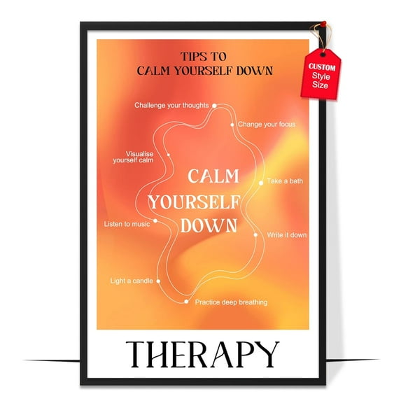 LOLUIS Aesthetic Wall Decor, Aura Energy Spiritual Gradient Trendy Print, Pink Mental Health Posters (Tips To Calm Yourself Down Aura Poster, Unframed 8"x12")