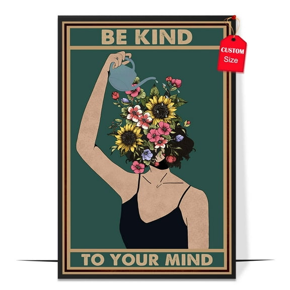 LOLUIS Be Kind To Your Mind Poster, Vintage Mental Health Awareness Posters, Therapy Counseling Wall Art Home Office Decor DS1