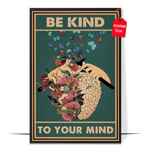 LOLUIS Be Kind To Your Mind Poster, Vintage Mental Health Awareness Posters, Therapy Counseling Wall Art Home Office Decor DS9