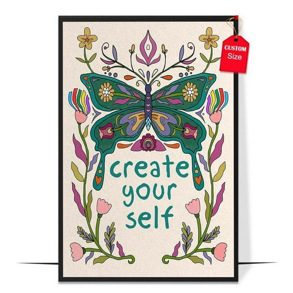 LOLUIS Create Yourself Poster, Mental Health Quote Poster, Therapist Office Decor (Unframed 16"x24")