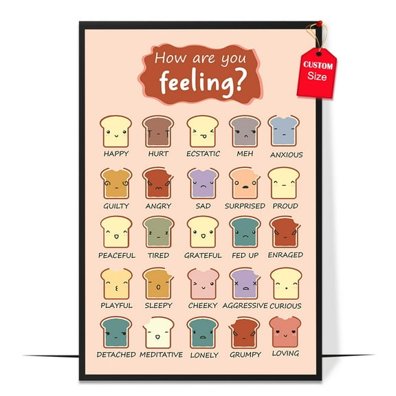 LOLUIS Feelings Mood Chart Poster, Mental Health Poster for Classroom School Counsellor, Therapist Office Decor (Unframed 11"x17")