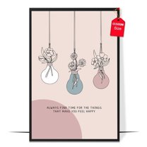 LOLUIS Find Time for Happiness Poster, Mental Health Quote Poster, Positive Inspirational Quote Wall Art Decor (Unframed 11"x17")