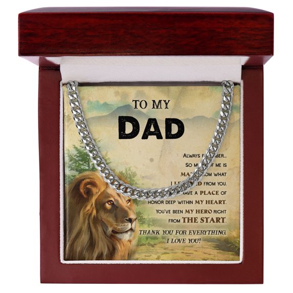 LOLUIS Gifts for Men, Father's Day Birthday Wedding Valentine Christmas Jewelry Gifts, Dad Necklace (To My Dad, Cuban Link Chain)