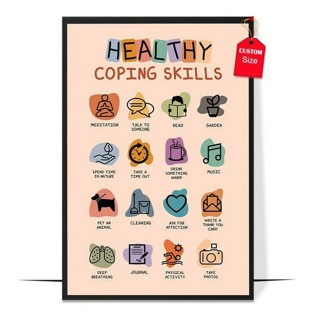 LOLUIS Healthy Coping Skills Poster, Boho Mental Health Posters for