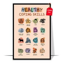 LOLUIS Healthy Coping Skills Poster, Mental Health Poster for Classroom, Therapy Counseling Wall Art (Unframed 11"x17")