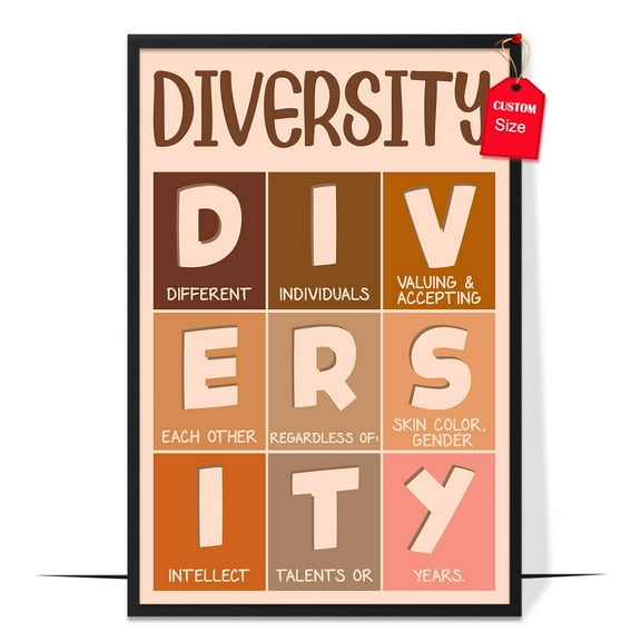 LOLUIS Inspirational Diversity Wall Art, Boho Equality Inclusive Art Decor for Bulletin Board Classroom, Diversity Poster (Unframed 11"x17")
