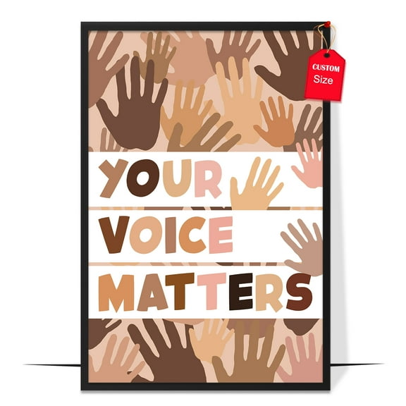 LOLUIS Inspirational Diversity Wall Art, Boho Equality Inclusive Art Decor for Bulletin Board Classroom, Your Voice Matters Poster (Unframed 24"x36")