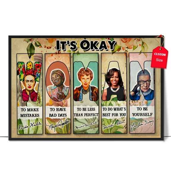 LOLUIS Inspirational Quotes Wall Art, Empowered Women Art Print Decor Gifts for Home Office Classroom, Feminist It's Okay Poster (Unframed 17"x11")