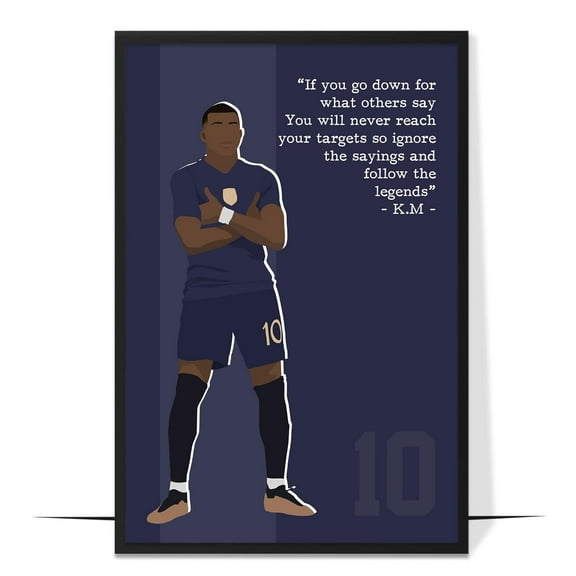LOLUIS Inspirational Quotes Wall Art, Sports Motivational Art Print Decor Gifts for Home Office, Soccer Superstars Poster (Unframed 8"x12")