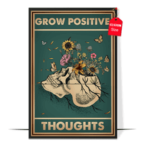 LOLUIS Inspirational Vintage Mental Health Awareness Wall Art, Counseling Therapy Positive Office Decor, Grow Positive Thoughts Poster DS1