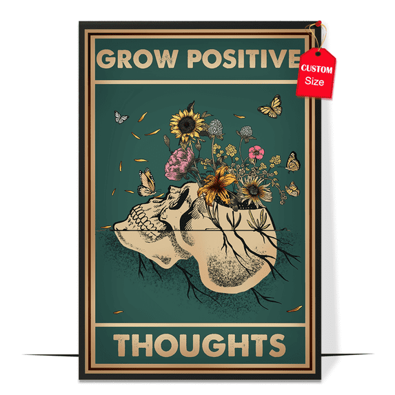 LOLUIS Inspirational Vintage Mental Health Awareness Wall Art, Counseling Therapy Positive Office Decor, Grow Positive Thoughts Poster DS1