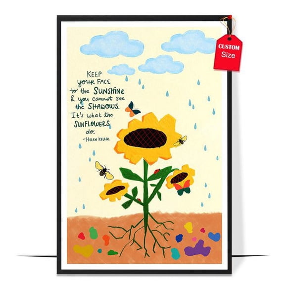 LOLUIS Keep Your Face To The Sunshine ​Poster, Mental Health Quote Poster, Therapist Office Decor (Unframed 11"x17")