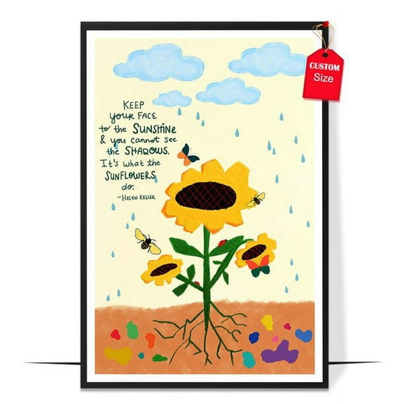 LOLUIS Keep Your Face To The Sunshine Poster, Mental Health Quote Poster, Therapist Office Decor (Unframed 24"x36")
