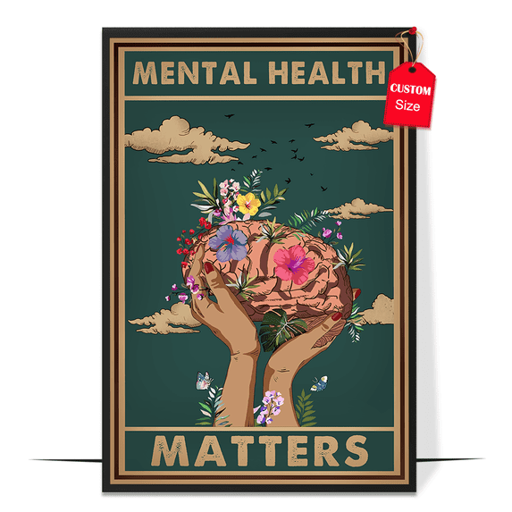 LOLUIS Mental Health Matters Poster, Vintage Mental Health Awareness Posters, Therapy Counseling Wall Art Home Office Decor DS3