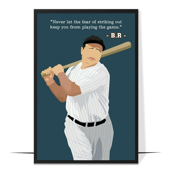 LOLUIS Motivational Wall Art, Sport Inspiring Quotes Art Print Decor Gifts for Home Office, Famous Baseball Athletes Poster (Unframed 8"x12")