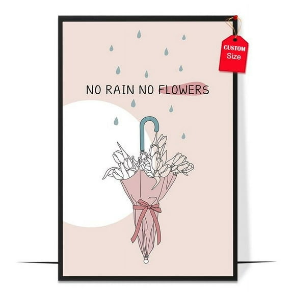 LOLUIS No Rain No Flowers Poster, Mental Health Quote Poster, Positive Inspirational Quote Wall Art Decor (Unframed 16"x24")