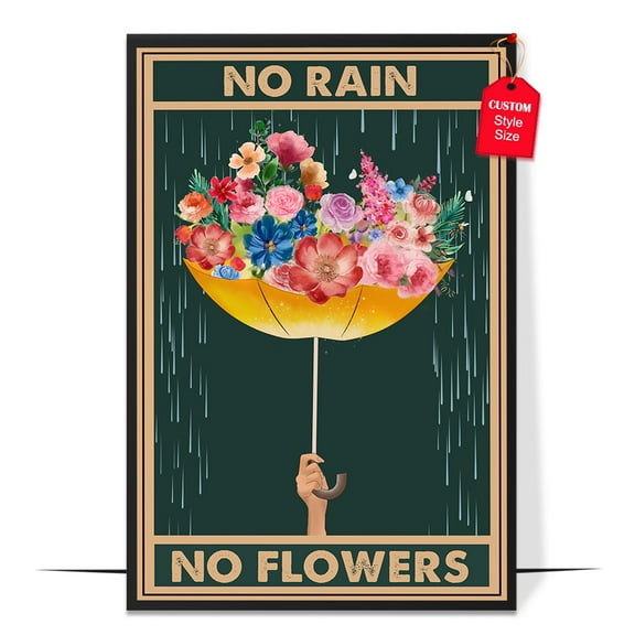 LOLUIS No Rain No Flowers Poster, Vintage Mental Health Awareness Posters, Therapy Counseling Wall Art Home Office Décor