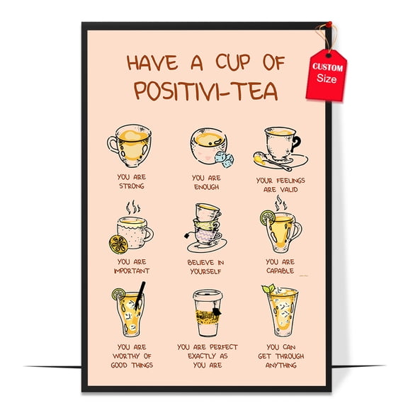 LOLUIS Positivi-tea Poster, Mental Health Poster for Classroom School Counsellor, Therapist Office Decor (Unframed 24"x36")