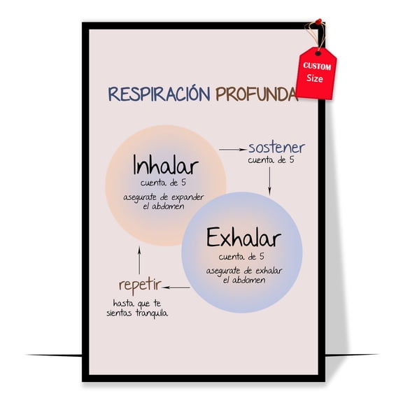 LOLUIS Spanish Using The Breath to Focus The Mind Poster, Spanish School Counselor Poster, Therapy Posters for Classroom (Unframed 11"x17")