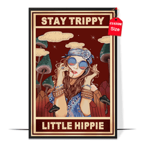 LOLUIS Stay Trippy Little Hippie Poster, Vintage Mental Health Awareness Posters, Therapy Counseling Wall Art Home Office Decor DS1 (Unframed 11"x17")