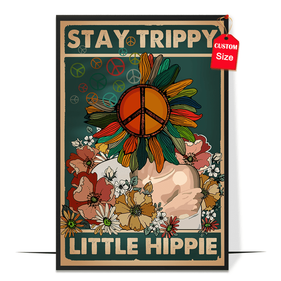 LOLUIS Stay Trippy Little Hippie Poster, Vintage Mental Health Awareness Posters, Therapy Counseling Wall Art Home Office Decor DS3 (Unframed 11"x17")