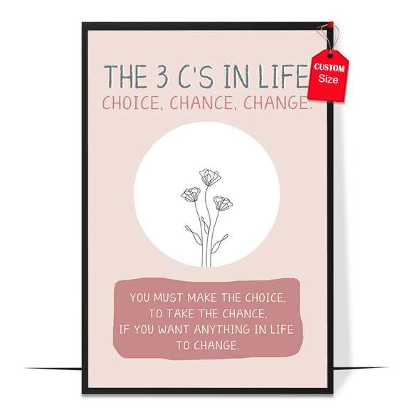 LOLUIS The 3C's in Life Poster, Mental Health Poster, Positive Inspirational Quote Print Wall Art Decor (Unframed 11"x17")