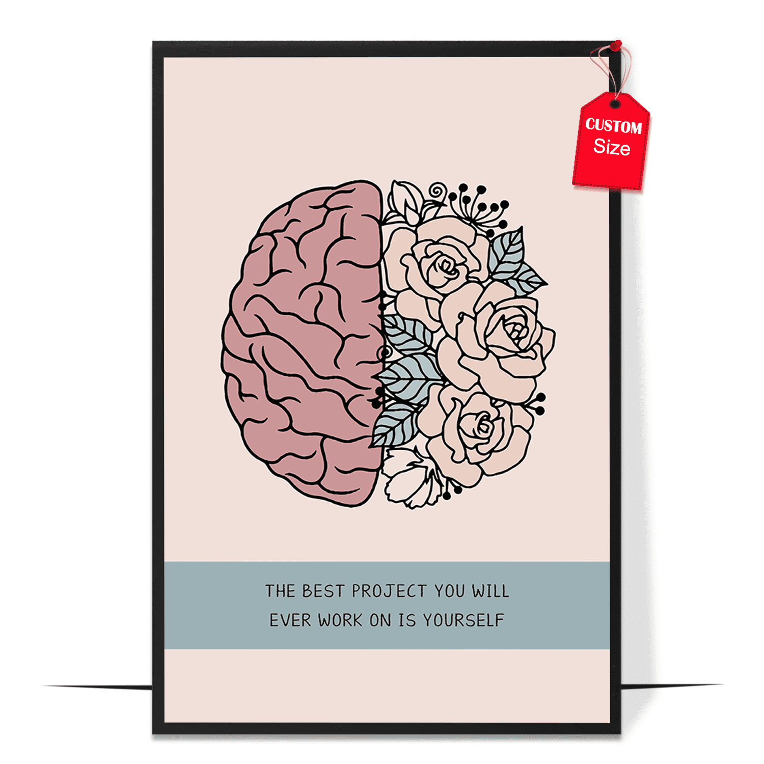 LOLUIS Work On Yourself Poster, Mental Health Poster, Positive  Inspirational Quote Print Wall Art Decor (Unframed 16\, image size:1500x1500