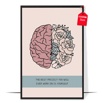 LOLUIS Work On Yourself Poster, Mental Health Poster, Positive Inspirational Quote Print Wall Art Decor (Unframed 11"x17")