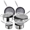 thumbnail image 1 of LOLYKITCH Tri-ply Hybrid Non-Stick Stainless Steel Cookware Set,10 Piece Induction Pots and Pans Set,Dishwasher and Oven Safe., 1 of 8