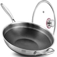 thumbnail image 1 of LOLYKITCH Ceramic Non-Stick Tri-ply Stainless Steel Wok Pan with Lid,12 inch Stir Fry Pan,Dishwasher and Oven Safe,Detachable Handle., 1 of 8