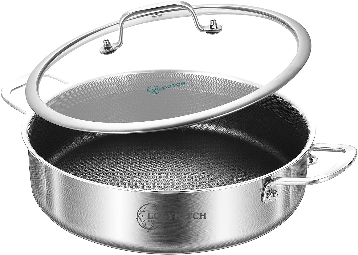 LOLYKITCH 5.5 QT TriPly Stainless Steel Hybrid NonStick Sauté Pan