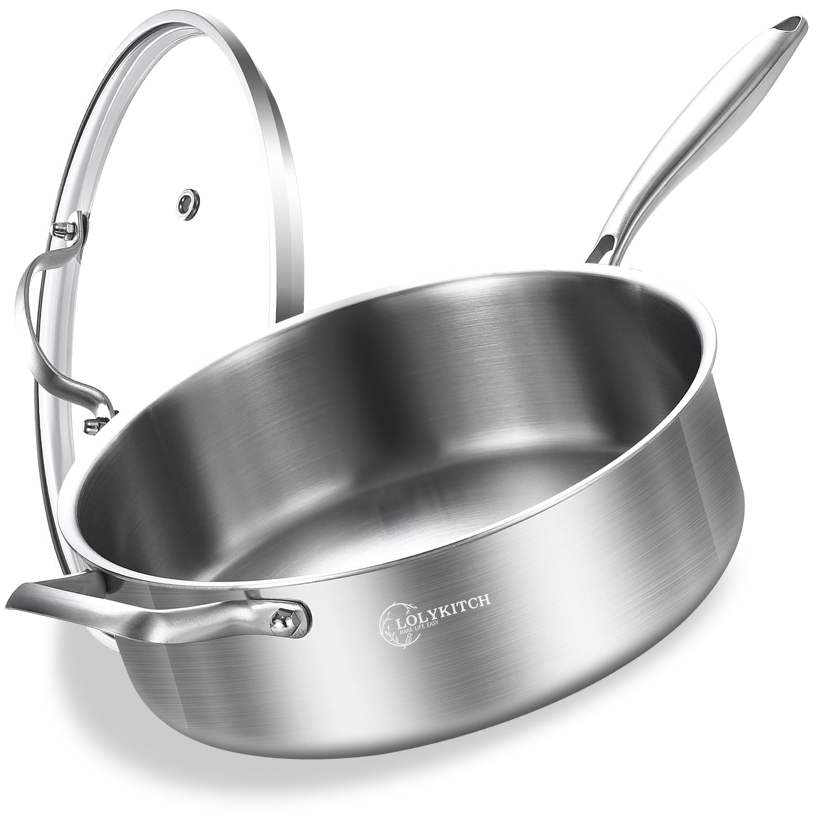 LOLYKITCH 5 QT TriPly Stainless Steel Sauté Pan,12 Inch Deep Frying