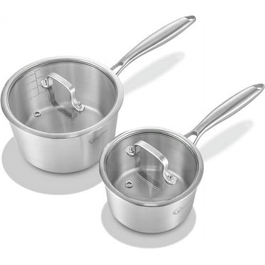 LOLYKITCH Whole Body Tri-Ply Stainless Steel Saucepan Set,1QT & 3QT,Induction Cooking Pot,Oven and Dishwasher Safe.