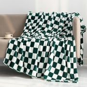 LOMAO Buffalo Check Fleece Throw Blanket Soft Checkered Plaid Blankets Cozy Lightweight Flannel Blanket for Couch Chair Bed(Green,51"x63")