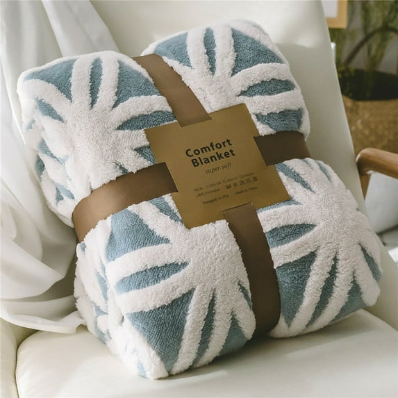 LOMAO Sherpa Fleece Blanket Fuzzy Soft Throw Blanket Dual Sided Blanket for Couch Sofa Bed (Light Blue,90"x90")
