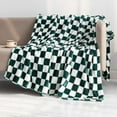 thumbnail image 1 of LOMAO Throw Blankets Flannel Blanket with Checkerboard Grid Pattern Soft Throw Blanket for Couch, Bed, Sofa Luxurious Warm and Cozy for All Seasons (Green, 60"x80"), 1 of 6