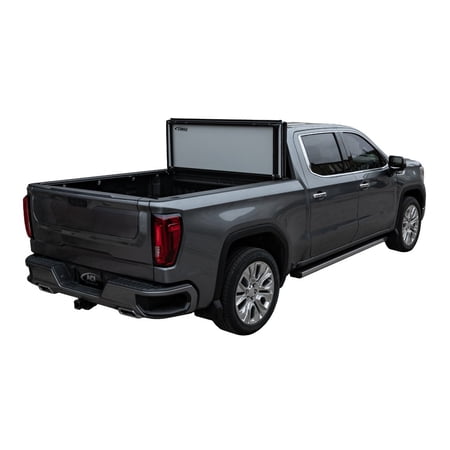 LOMAX 2019-2024 Fits Chevrolet Silverado Fits GMC Sierra 1500 Full Size 5' 8" Box with or without Multi Tailgate without Bedside Storage Box Black Urethane Single Tonneau Cover G3020079
