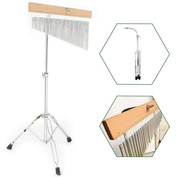 LOMENTICS36-Tone Bar Chimes Bars Single-Row Wind Chime Musical Percussion Silver with Mounting Stand