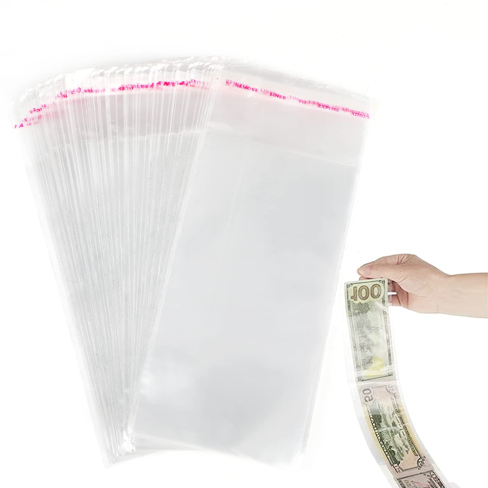 LOMIMOS 100pcs Cake Money Box Transparent Bag,Resealable Cellophane