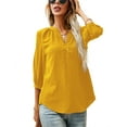 thumbnail image 1 of LOMON Women's 3/4 Sleeve V Neck Button Up Pleated Back Blouses Dot Blouse Tops Shirts, 1 of 7