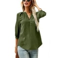 thumbnail image 1 of LOMON Women's 3/4 Sleeve V Neck Button Up Pleated Back Blouses Dot Blouse Tops Shirts, 1 of 8