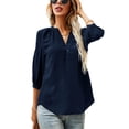 thumbnail image 1 of LOMON Women's 3/4 Sleeve V Neck Button Up Pleated Back Blouses Dot Blouse Tops Shirts, 1 of 8