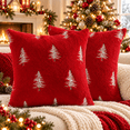 thumbnail image 1 of LOMYOLO Christmas Pillow Covers 18x18IN Set of 2,Soft Faux Fur Throw Pillow Case with Embroidered Christmas Tree, Holiday Decorative Pillowcases for Couch Sofa Bed Farmhouse Winter Xmas Decor-RED, 1 of 7