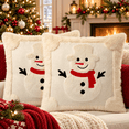 thumbnail image 1 of LOMYOLO Christmas Throw Pillow Covers 20x20IN Set of 2, Soft Faux Fur Holiday Decorative Pillow Covers for Couch Sofa Bed 3D Embroidered Couch Cover Home Decor Pillow Covers - Cute Snowman, 1 of 8