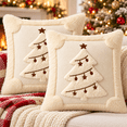 thumbnail image 1 of LOMYOLO Christmas Throw Pillow Covers 20x20IN Set of 2, Soft Faux Fur Holiday Decorative Pillow Covers for Couch Sofa Bed 3D Embroidered Couch Cover Home Decor Pillow Covers - Cute Christmas TREE, 1 of 8