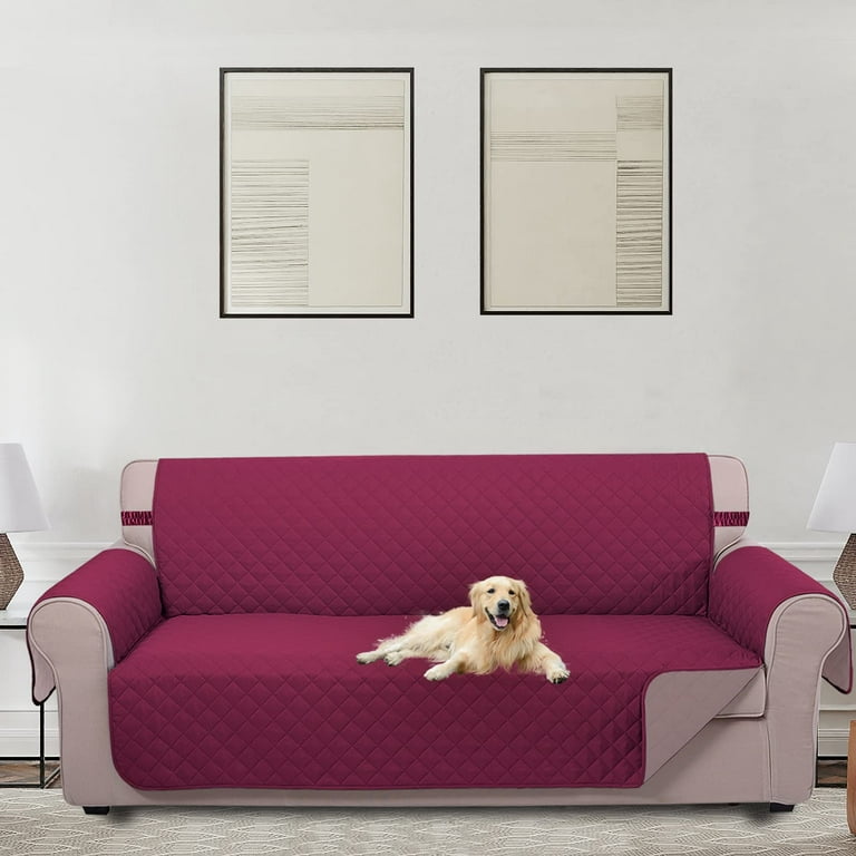 LIANGLAOI Faux Pu Leather Sofa Cover,240% Waterproof Non-Slip Sectional  Couch Cover,Solid Color Sofa Slipcover for Dogs,Children,Pets Furniture