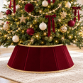 thumbnail image 1 of LOMYOLO Velvet Christmas Tree Collar 24 Inch Foldable Christmas Tree Skirt Stand Cover, Plush Xmas Tree Base Cover with Gold Trim, Christmas Tree Collar for Indoor Holiday Decorations - RED, 1 of 8