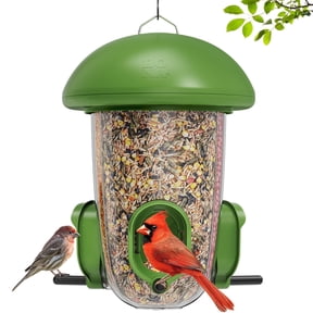 LONA Outdoor Bird Feeder, 3-Compartment & 3-Port Weather-Resistant Tube Feeder with Multiple Hanging Methods, Green