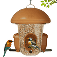 thumbnail image 1 of LONA-S610 Outdoor Bird Feeder, 3-Compartment Hanging Feeder with Weatherproof Dome & 3 Ports (Brown), 1 of 12